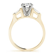 Romantic Three-Stone Baguette Round Diamond Engagement Ring in 10K/14K gold and platinum with certified lab-grown or natural diamonds