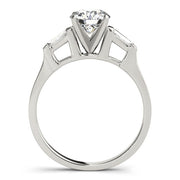 Romantic Three-Stone Baguette Round Diamond Engagement Ring in 10K/14K gold and platinum with certified lab-grown or natural diamonds