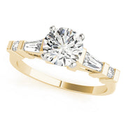 Statement Fancy Shape Baguette Remounts Round Diamond Engagement Ring in 10K/14K gold and platinum with certified lab-grown or natural diamonds