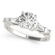 Statement Fancy Shape Baguette Remounts Round Diamond Engagement Ring in 10K/14K gold and platinum with certified lab-grown or natural diamonds