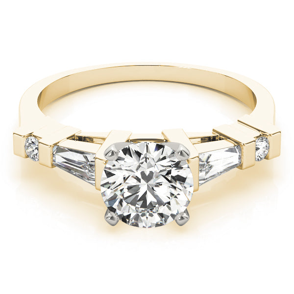 Statement Fancy Shape Baguette Remounts Round Diamond Engagement Ring in 10K/14K gold and platinum with certified lab-grown or natural diamonds