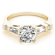 Statement Fancy Shape Baguette Remounts Round Diamond Engagement Ring in 10K/14K gold and platinum with certified lab-grown or natural diamonds