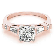 Statement Fancy Shape Baguette Remounts Round Diamond Engagement Ring in 10K/14K gold and platinum with certified lab-grown or natural diamonds
