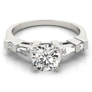 Statement Fancy Shape Baguette Remounts Round Diamond Engagement Ring in 10K/14K gold and platinum with certified lab-grown or natural diamonds