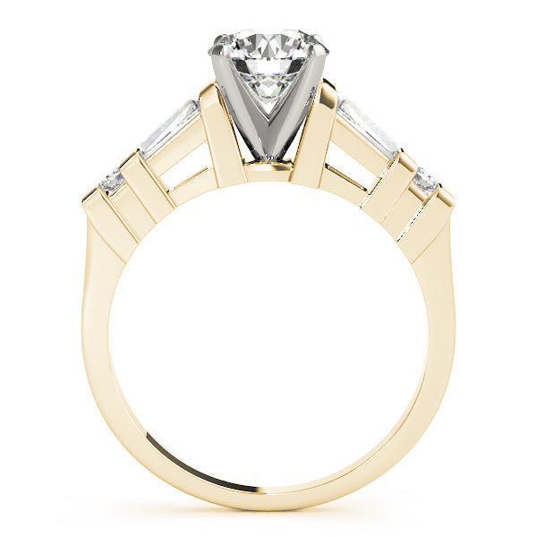 Statement Fancy Shape Baguette Remounts Round Diamond Engagement Ring in 10K/14K gold and platinum with certified lab-grown or natural diamonds