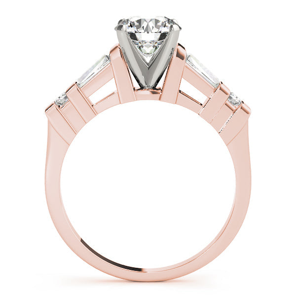 Statement Fancy Shape Baguette Remounts Round Diamond Engagement Ring in 10K/14K gold and platinum with certified lab-grown or natural diamonds