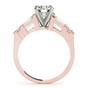 Statement Fancy Shape Baguette Remounts Round Diamond Engagement Ring in 10K/14K gold and platinum with certified lab-grown or natural diamonds