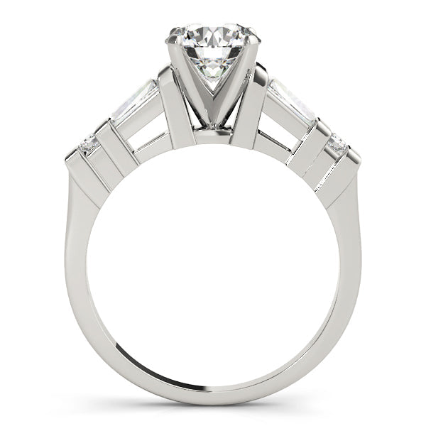 Statement Fancy Shape Baguette Remounts Round Diamond Engagement Ring in 10K/14K gold and platinum with certified lab-grown or natural diamonds