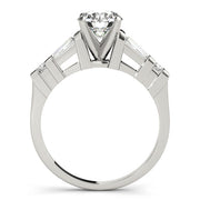 Statement Fancy Shape Baguette Remounts Round Diamond Engagement Ring in 10K/14K gold and platinum with certified lab-grown or natural diamonds