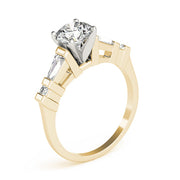 Statement Fancy Shape Baguette Remounts Round Diamond Engagement Ring in 10K/14K gold and platinum with certified lab-grown or natural diamonds