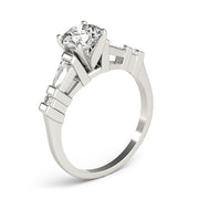 Statement Fancy Shape Baguette Remounts Round Diamond Engagement Ring in 10K/14K gold and platinum with certified lab-grown or natural diamonds