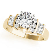 Lustrous Fancy Shape Baguette Remounts Round Diamond Engagement Ring in 10K/14K gold and platinum with certified lab-grown or natural diamonds