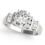Lustrous Fancy Shape Baguette Remounts Round Diamond Engagement Ring in 10K/14K gold and platinum with certified lab-grown or natural diamonds