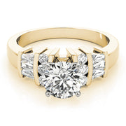 Lustrous Fancy Shape Baguette Remounts Round Diamond Engagement Ring in 10K/14K gold and platinum with certified lab-grown or natural diamonds