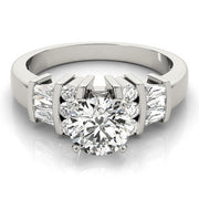 Lustrous Fancy Shape Baguette Remounts Round Diamond Engagement Ring in 10K/14K gold and platinum with certified lab-grown or natural diamonds