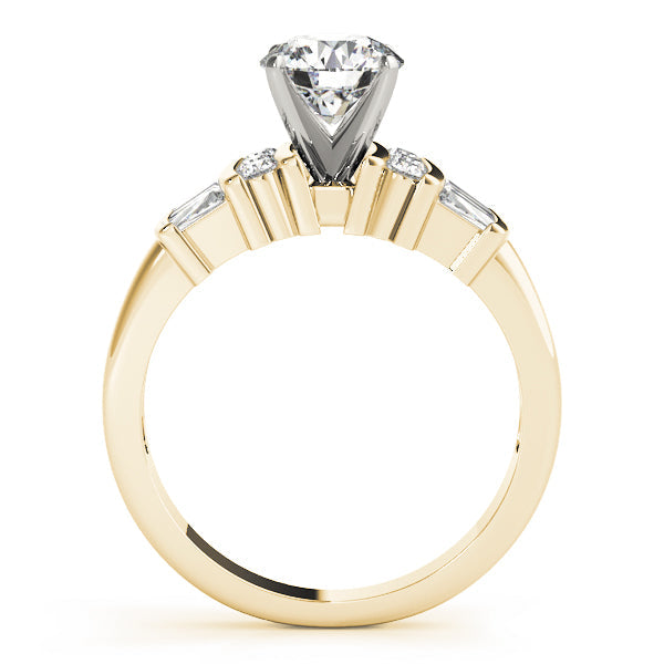 Lustrous Fancy Shape Baguette Remounts Round Diamond Engagement Ring in 10K/14K gold and platinum with certified lab-grown or natural diamonds