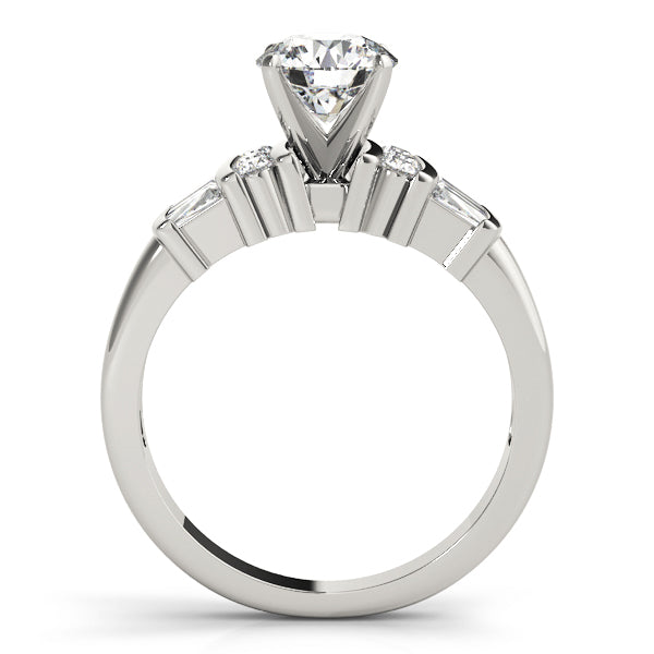 Lustrous Fancy Shape Baguette Remounts Round Diamond Engagement Ring in 10K/14K gold and platinum with certified lab-grown or natural diamonds