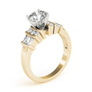 Lustrous Fancy Shape Baguette Remounts Round Diamond Engagement Ring in 10K/14K gold and platinum with certified lab-grown or natural diamonds
