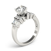 Lustrous Fancy Shape Baguette Remounts Round Diamond Engagement Ring in 10K/14K gold and platinum with certified lab-grown or natural diamonds