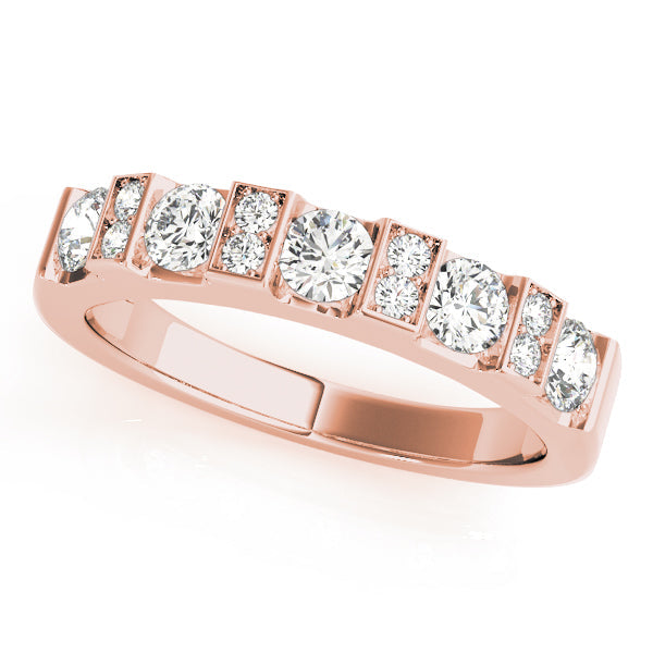 Bar Set Round Half Eternity Ring in Gold & Platinum