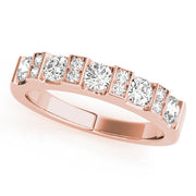 Bar Set Round Half Eternity Ring in Gold & Platinum