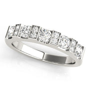 Bar Set Round Half Eternity Ring in Gold & Platinum