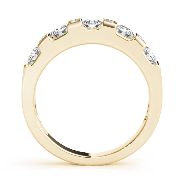 Bar Set Round Half Eternity Ring in Gold & Platinum