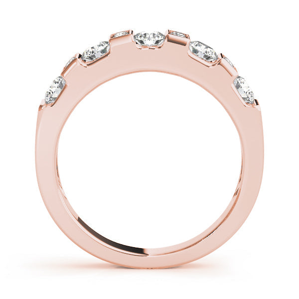 Bar Set Round Half Eternity Ring in Gold & Platinum