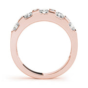 Bar Set Round Half Eternity Ring in Gold & Platinum