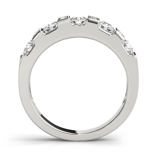 Bar Set Round Half Eternity Ring in Gold & Platinum