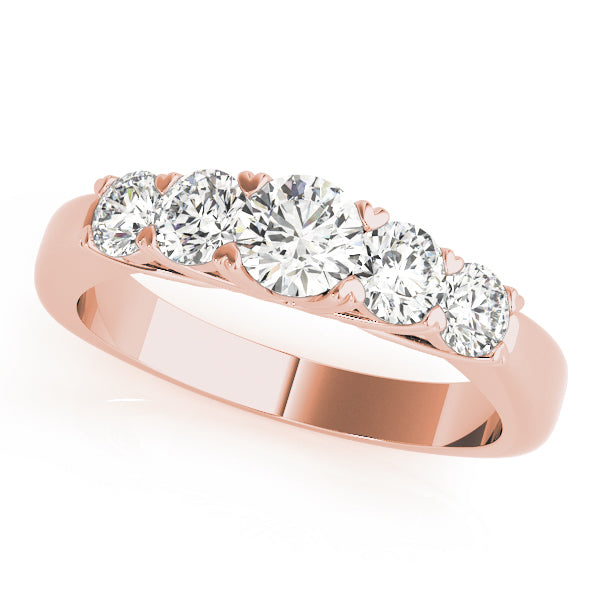 5-Stone Prong Set Half Eternity Ring in Gold & Platinum