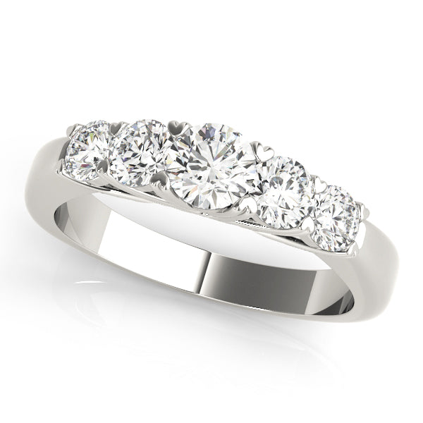 5-Stone Prong Set Half Eternity Ring in Gold & Platinum