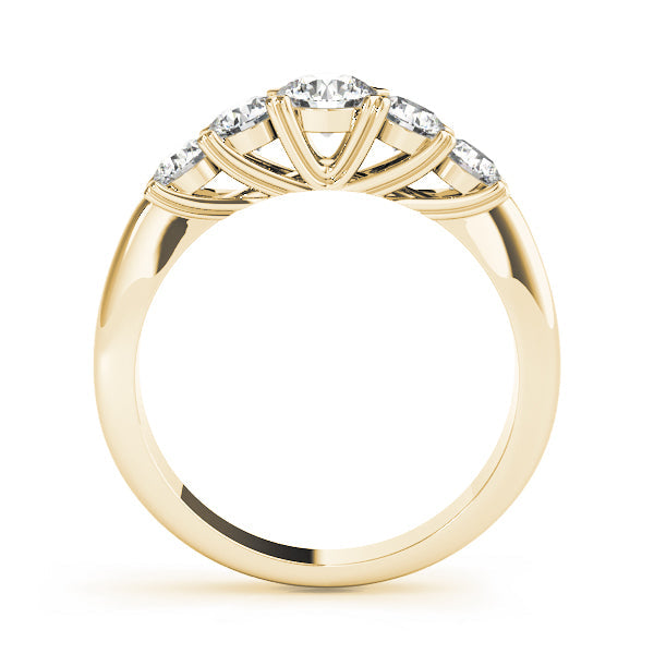 5-Stone Prong Set Half Eternity Ring in Gold & Platinum