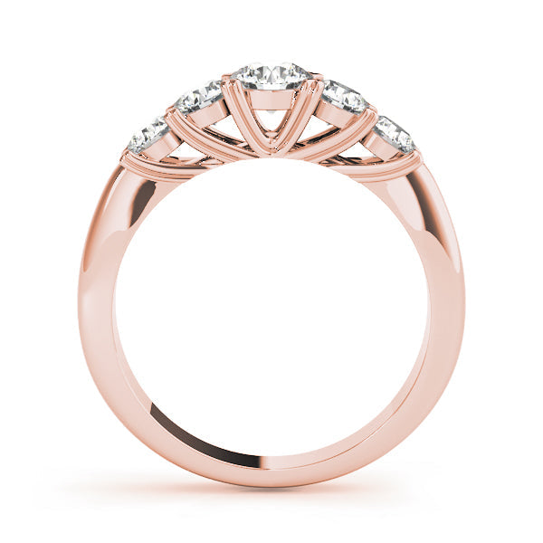 5-Stone Prong Set Half Eternity Ring in Gold & Platinum