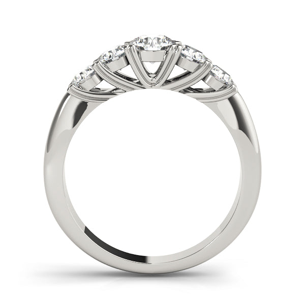 5-Stone Prong Set Half Eternity Ring in Gold & Platinum