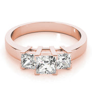 Princess Cut Three Stone Diamond Ring in 10K/14K gold and platinum with certified lab-grown or natural diamonds