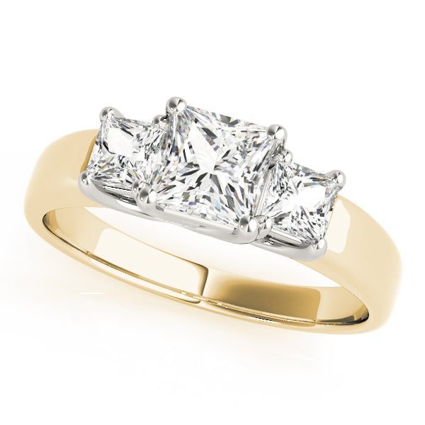 Princess Diamond Three Stone Ring in 10K/14K gold and platinum with certified lab-grown or natural diamonds