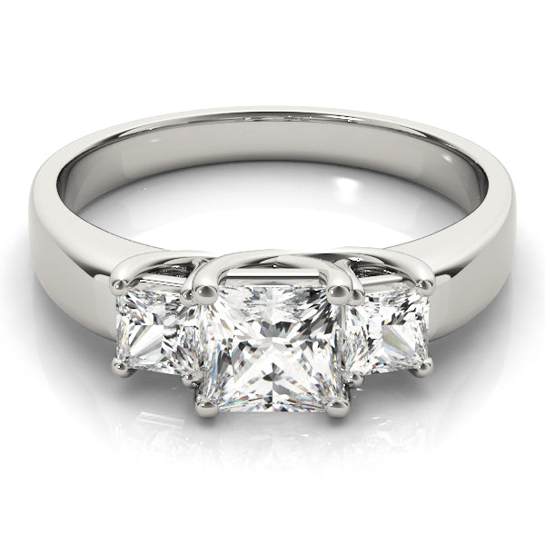 Princess Diamond Three Stone Ring in 10K/14K gold and platinum with certified lab-grown or natural diamonds