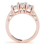 Oval Diamond Trilogy Ring with Textured Band in 10K/14K gold and platinum with certified lab-grown or natural diamonds