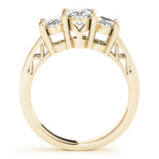 Oval Diamond Trilogy Ring with Textured Band in 10K/14K gold and platinum with certified lab-grown or natural diamonds