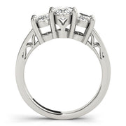 Oval Diamond Trilogy Ring with Textured Band in 10K/14K gold and platinum with certified lab-grown or natural diamonds