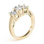 Oval Diamond Trilogy Ring with Textured Band in 10K/14K gold and platinum with certified lab-grown or natural diamonds