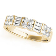 Alternating Baguette & Round Bar Set Half Eternity Ring in 10K/14K gold and platinum with certified lab-grown or natural diamonds