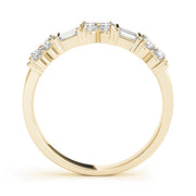 Alternating Baguette & Round Bar Set Half Eternity Ring in Gold & Platinum