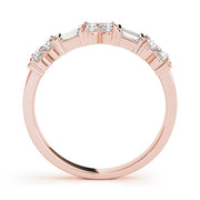 Alternating Baguette & Round Bar Set Half Eternity Ring in Gold & Platinum