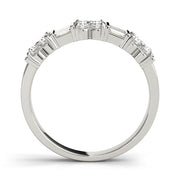 Alternating Baguette & Round Bar Set Half Eternity Ring in Gold & Platinum