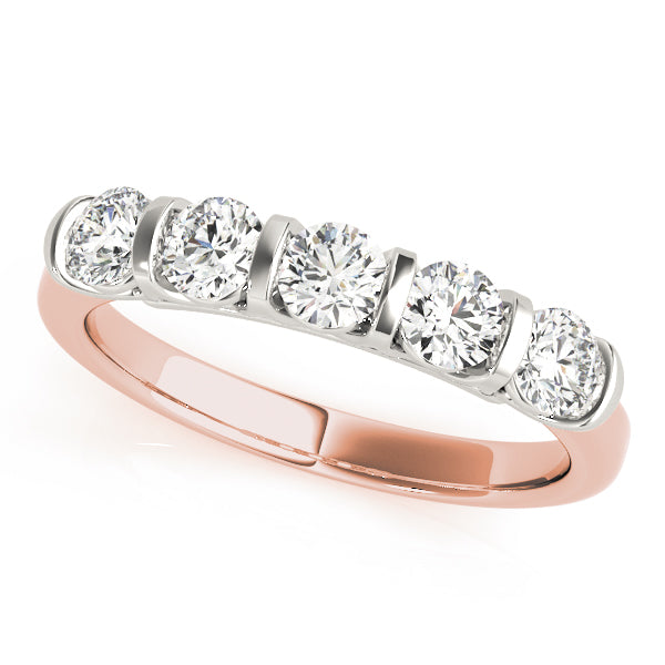 Bar Set Half Eternity Ring in Gold & Platinum