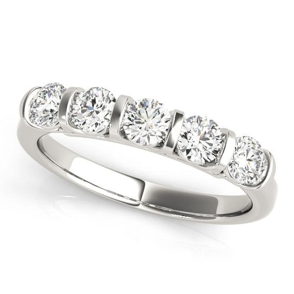 Bar Set Half Eternity Ring in Gold & Platinum