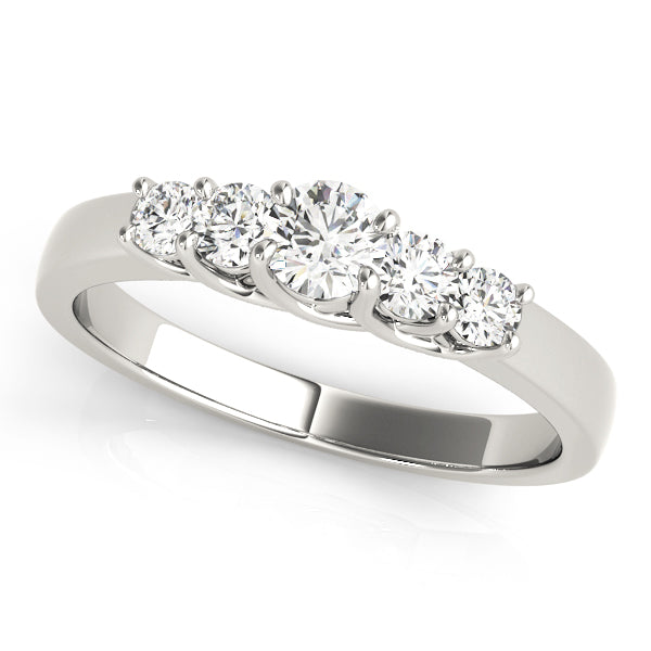 Prong Set Trellis Half Eternity Ring in Gold & Platinum