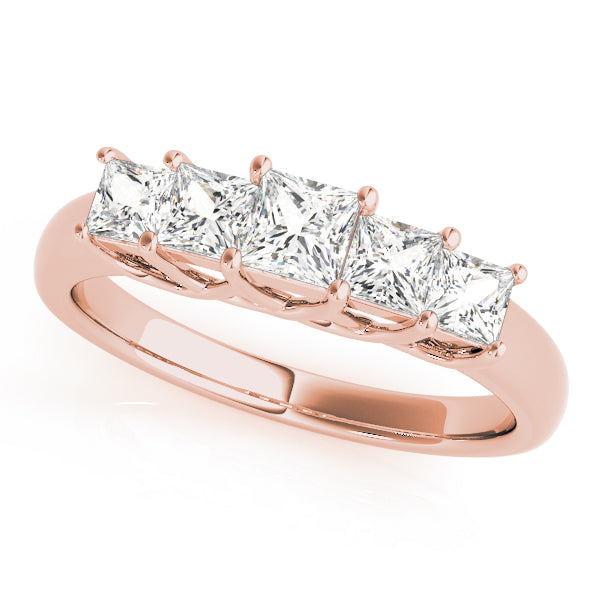 Fancy Princess Half Eternity Ring in Gold & Platinum